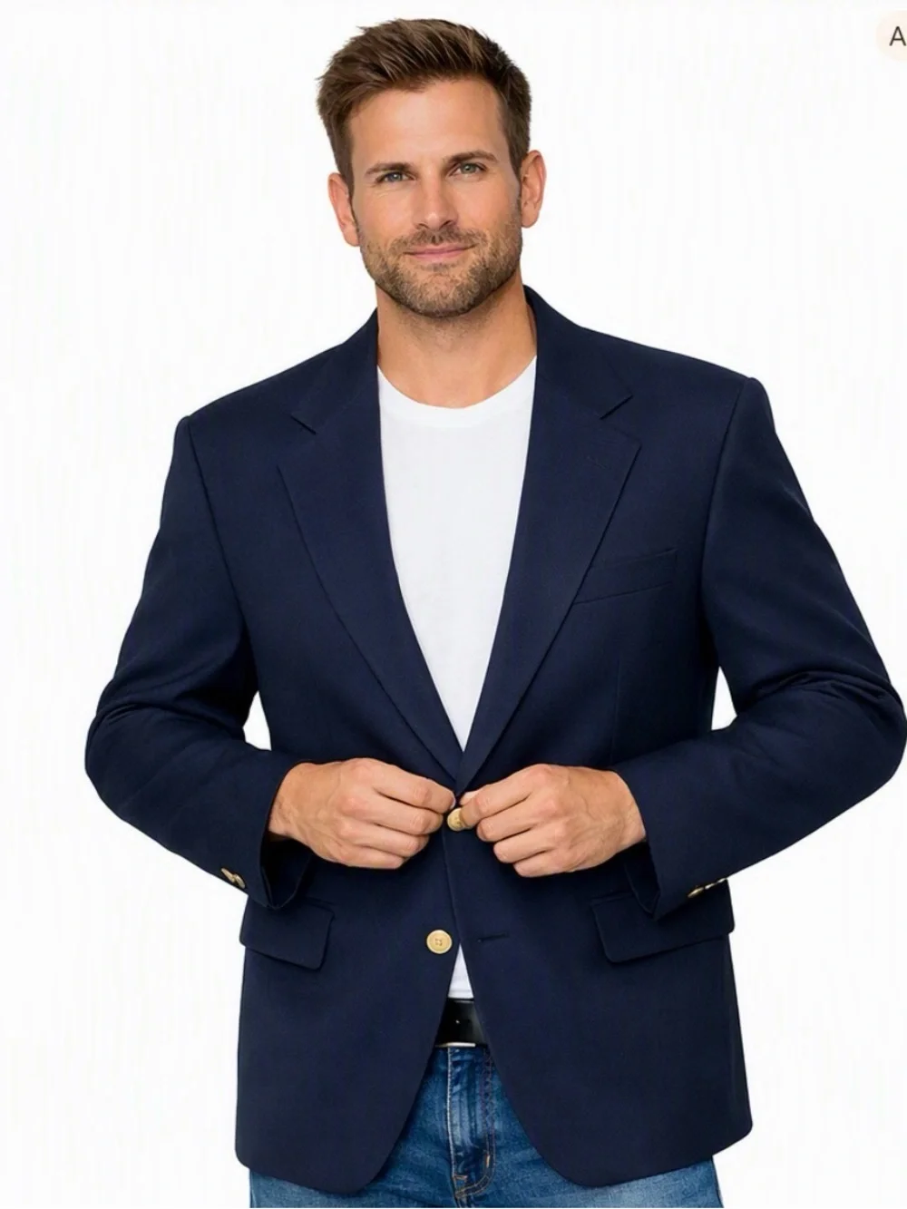 Vintage Haggar Navy Blazer USA Made Gold Buttons – Classic Fit – 2 Button Sz 44